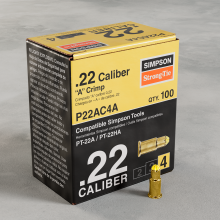Simpson Strong-Tie P22AC4A - P22AC 0.22-Caliber Imported Single-Shot Crimp Load, LVL 4, Yellow (100-Qty)