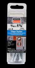 Simpson Strong-Tie TNTW18134TFC8 - Titen Turbo™ - 3/16 in. x 1-3/4 in. 6-Lobe Flat-Head Concrete and Masonry Screw, White (8-Qty)