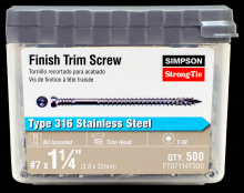 Simpson Strong-Tie FT07114T500 - Finish Trim Screw - #7 x 1-1/4 in. T10, Trim-Head, Type 316 (500-Qty)