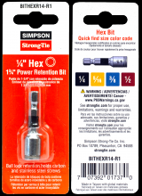 Simpson Strong-Tie BITHEXR14-R1 - 1/4-in. Hex Drive 1-3/4 in. Power Bit