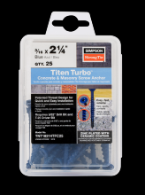 Simpson Strong-Tie TNT18214TFC25 - Titen Turbo™ - 3/16 in. x 2-1/4 in. 6-Lobe Flat-Head Concrete and Masonry Screw, Blue (25-Qty)