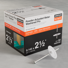 Simpson Strong-Tie PINW-250 - PINW 2-1/2 in. Powder-Actuated Metal-Washered Pin for Insulation Board (50-Qty)