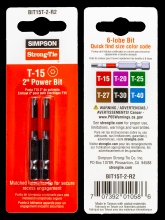 Simpson Strong-Tie BIT15T-2-R2 - T15 6-Lobe-Drive 2-in. Power Bit (2-Qty)