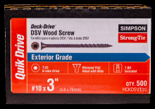 Simpson Strong-Tie HCKDSVT3S - Deck-Drive™ DSV WOOD Screw (Collated) - #10 x 3 in. T25 6-Lobe, Tan (500-Qty)
