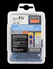 Simpson Strong-Tie TNT18114TFC75 - Titen Turbo™ - 3/16 in. x 1-1/4 in. 6-Lobe Flat-Head Concrete and Masonry Screw, Blue (75-Qty)