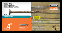 Simpson Strong-Tie SDWS22400DB-R50 - Strong-Drive® SDWS™ TIMBER Screw (Exterior Grade) - 0.220 in. x 4 in. T40, Tan (50-Qty)