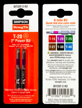 Simpson Strong-Tie BIT20T-2-R2 - T20 6-Lobe-Drive 2-in. Power Bit (2-Qty)