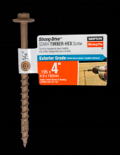Simpson Strong-Tie SDWH19400DB-RP1 - Strong-Drive® SDWH™ TIMBER-HEX Screw - 0.195 in. x 4 in. 5/16 Hex, DB Coating