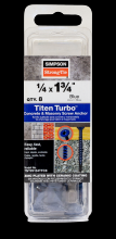 Simpson Strong-Tie TNT25134TFC8 - Titen Turbo™ - 1/4 in. x 1-3/4 in. 6-Lobe Flat-Head Concrete and Masonry Screw, Blue (8-Qty)