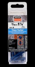 Simpson Strong-Tie TNT18114HC8 - Titen Turbo™ - 3/16 in. x 1-1/4 in. Hex-Head Concrete and Masonry Screw, Blue (8-Qty)