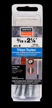 Simpson Strong-Tie TNTW18214TFC8 - Titen Turbo™ - 3/16 in. x 2-1/4 in. 6-Lobe Flat-Head Concrete and Masonry Screw, White (8-Qty)
