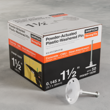 Simpson Strong-Tie PINWP-150W - PINWP 1-1/2 in. Powder-Actuated Plastic-Washered Pin for Insulation Board (50-Qty)