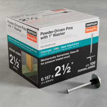 Simpson Strong-Tie PDPAWL-250MG - PDPAWL.157 in. x 2-1/2 in. Mechanically Galvanized Powder-Actuated Pin w/ 1 in. Washer (100-Qty)