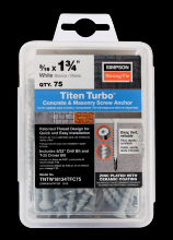 Simpson Strong-Tie TNTW18134TFC75 - Titen Turbo™ - 3/16 in. x 1-3/4 in. 6-Lobe Flat-Head Concrete and Masonry Screw, White (75-Qty)