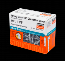 Simpson Strong-Tie SD9112R100 - Strong-Drive® SD CONNECTOR Screw - #9 x 1-1/2 in. 1/4-Hex Drive, Mech. Galv. (100-Qty)