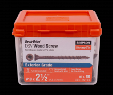 Simpson Strong-Tie DSVT212R80 - Deck-Drive™ DSV WOOD Screw - #10 x 2-1/2 in. T25, Flat Head, Quik Guard®, Tan (80-Qty)