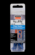 Simpson Strong-Tie TNT18134HC8 - Titen Turbo™ - 3/16 in. x 1-3/4 in. Hex-Head Concrete and Masonry Screw, Blue (8-Qty)