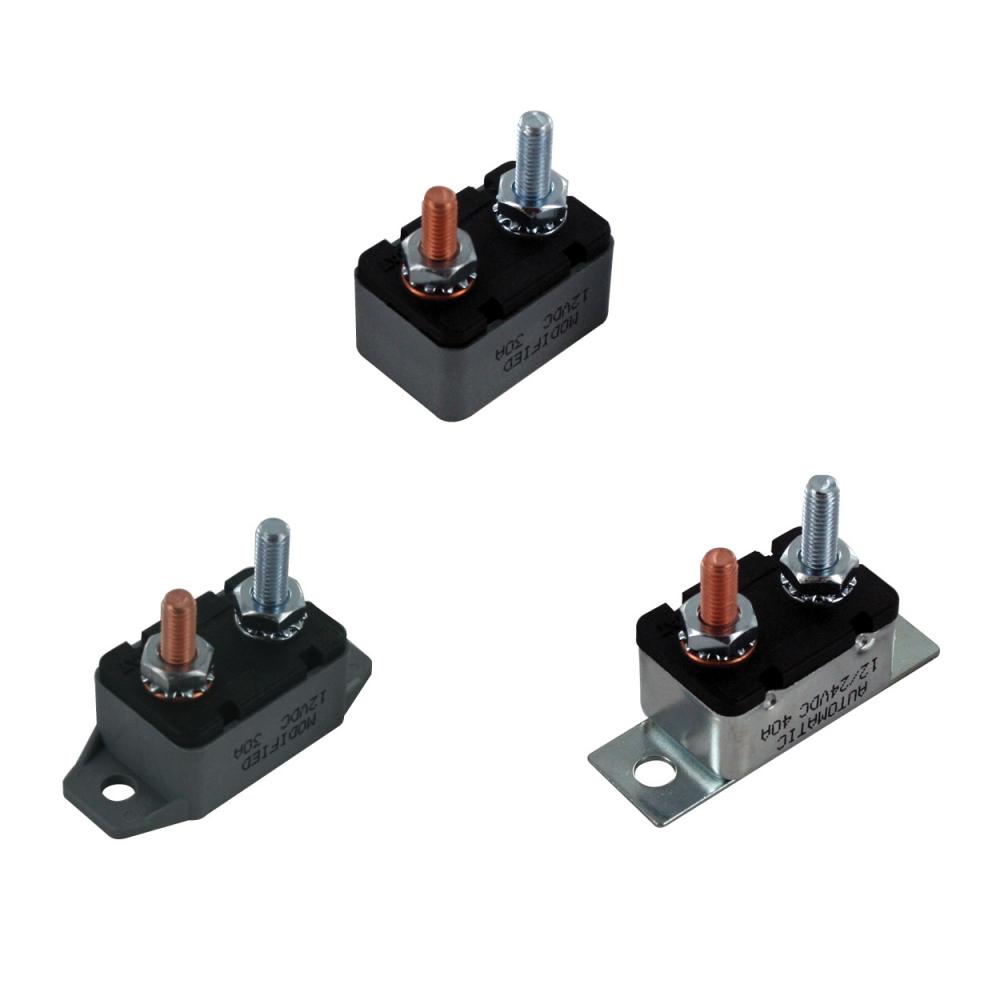 CIRC BRKR 12VDC MOD-RESET 25A MET HSG