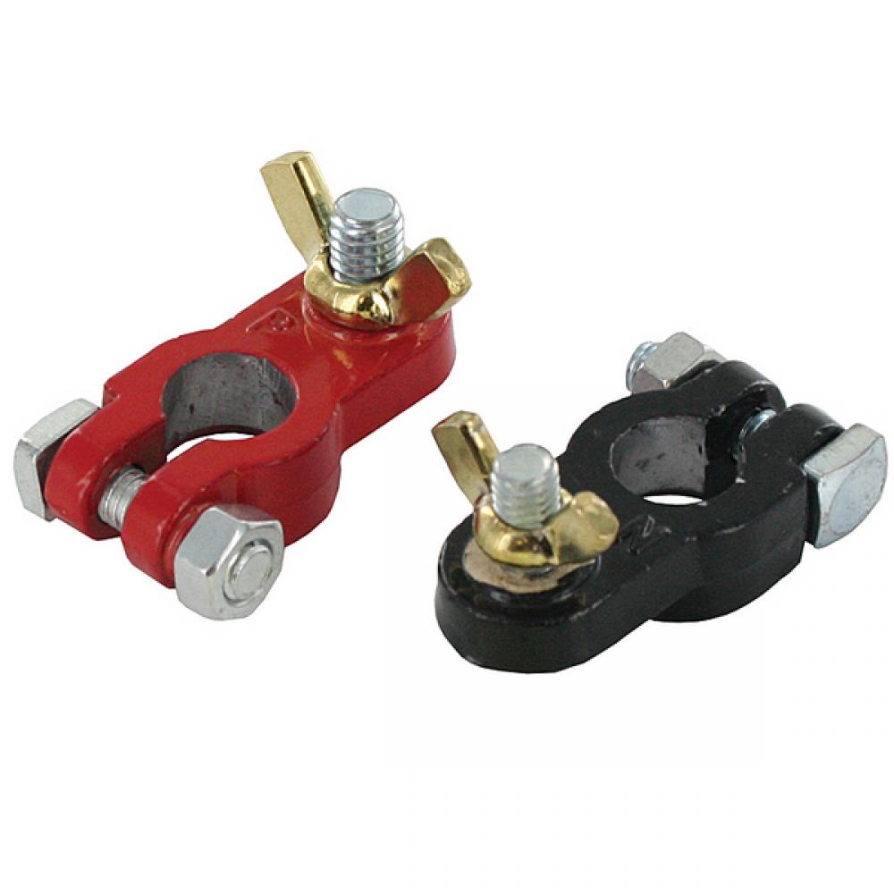 BATT TERM UNIV [BLACK [5/16&#34;] & RED [3/8&#34;] W/WING-NUT LEAD 2PK