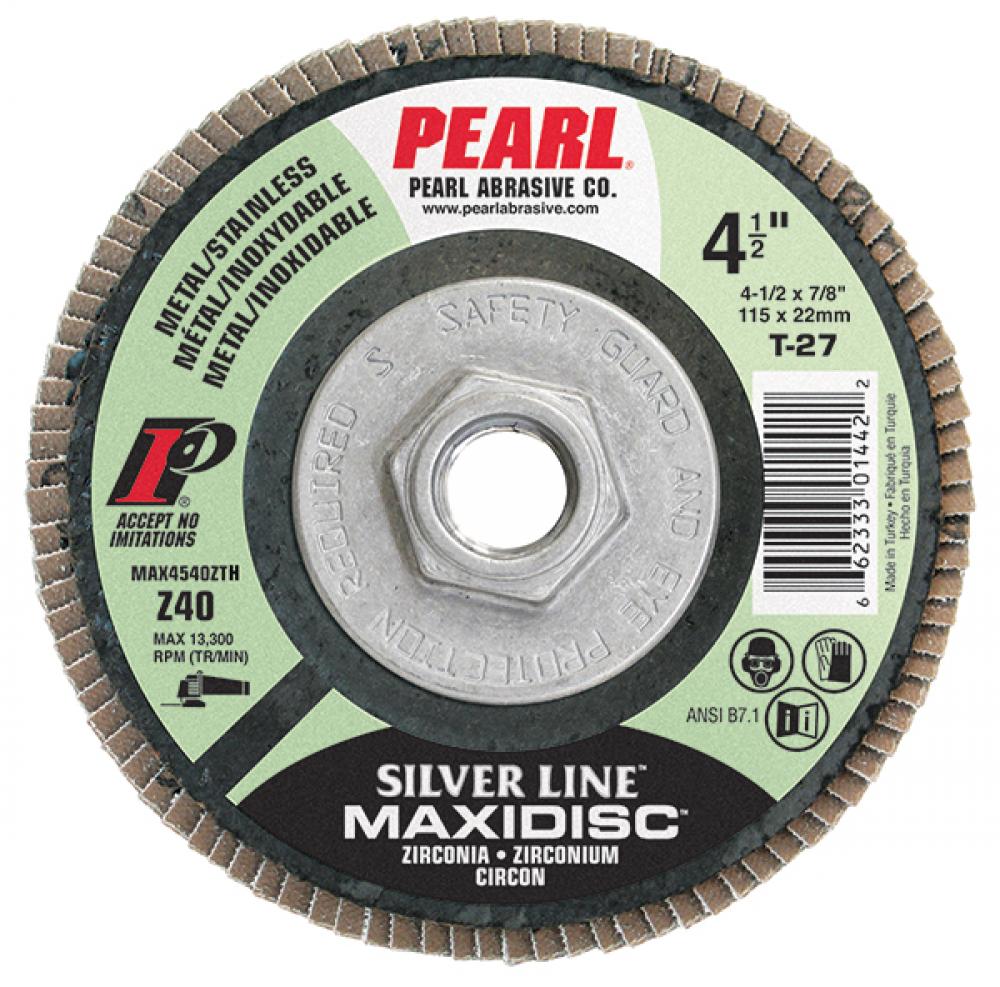 4-1/2 x 5/8-11 Silver Line™ Zirconia Maxidisc™Type 27 Shape Flap Disc
