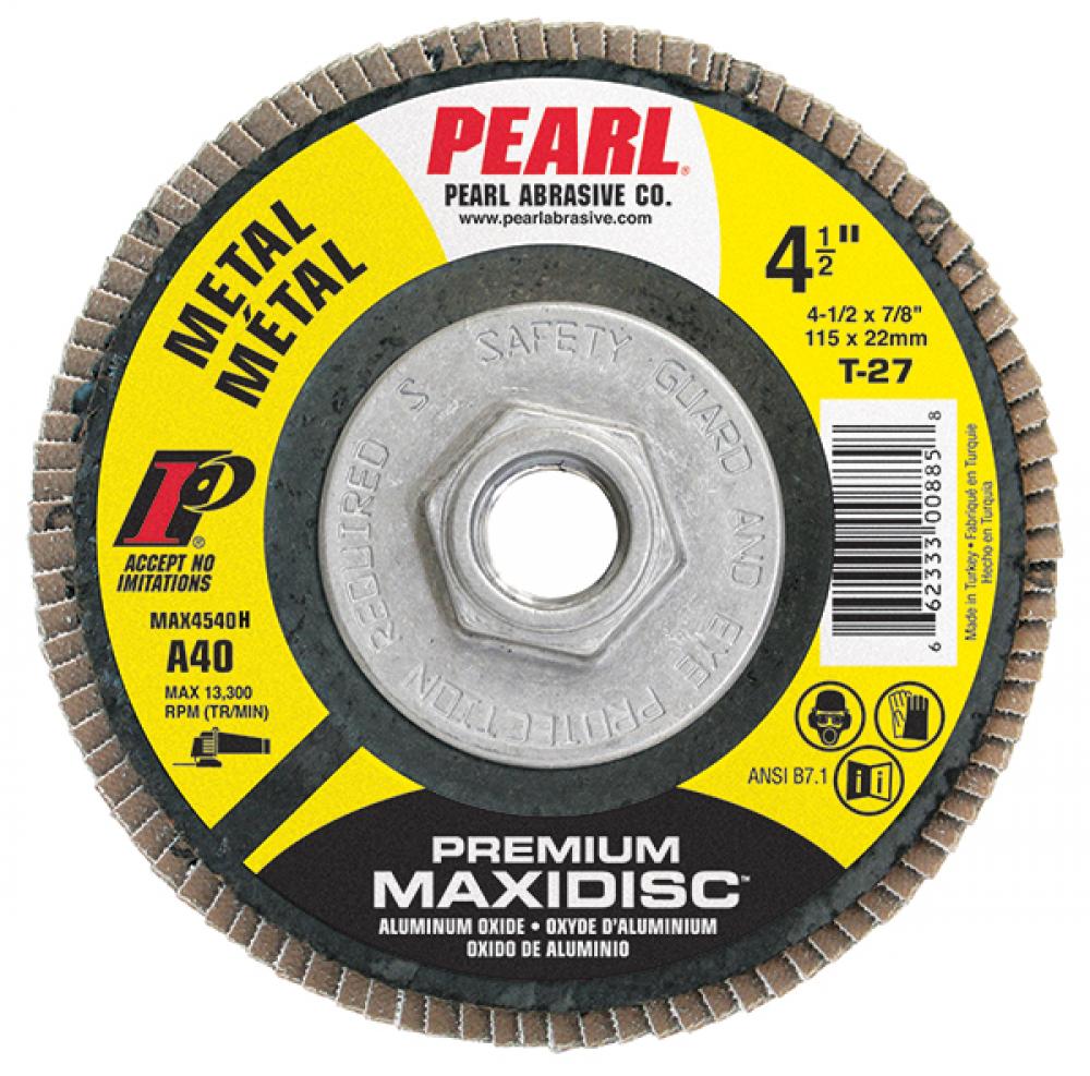 4-1/2 x 5/8-11 Premium AO Maxidisc™ Flap Discs for Metal, Type 27 Shape