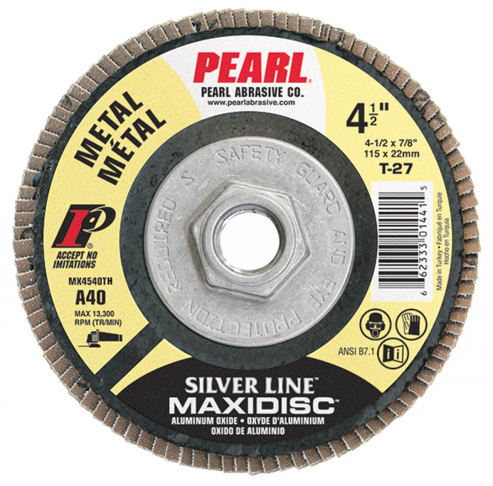7 x 5/8-11 Silver Line™ AO Maxidisc™ Flap Discs for Metal, Type 27 Shape