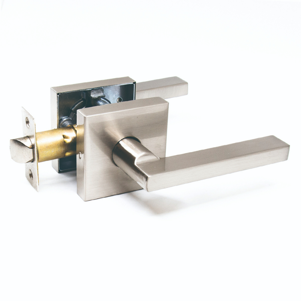 Door Lock Lever Passage Square Satin Nickel