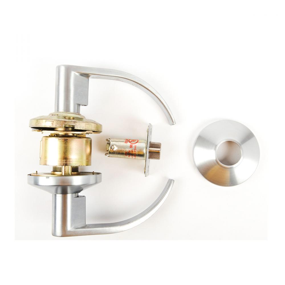 Door Lock Lever Set Storeroom Satin Chrome (Commercial) Curved Handle