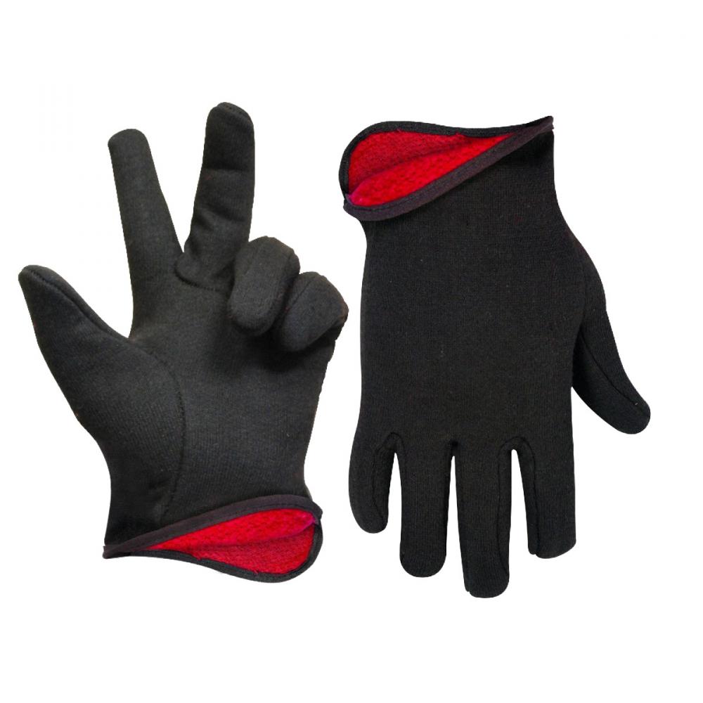 1dz. Brown Jersey Gloves Red Fleece Lining (OSFA)