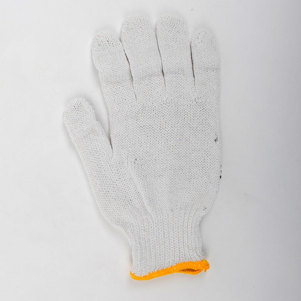 1dz. Knitted Poly/Cotton Gloves White With Black PVC Dots (M)