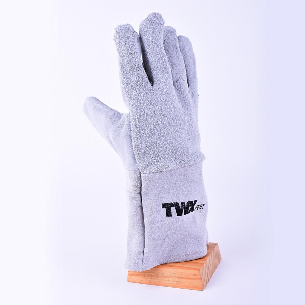 1dz. Cow Split Leather Insulated Welders Gloves Gray Long Cuff Fleece Lining (OSFA)