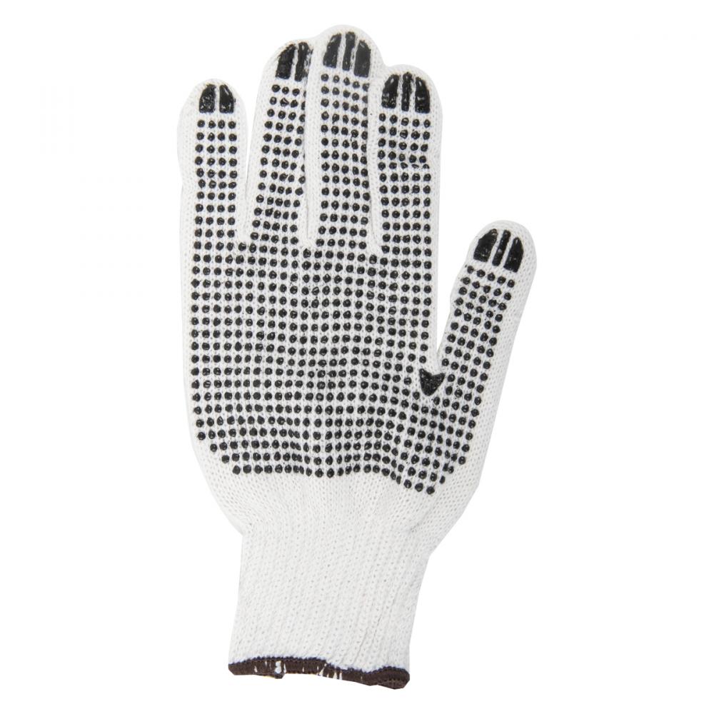 1dz. Knitted Poly/Cotton Gloves White With Black PVC Dots (XL)
