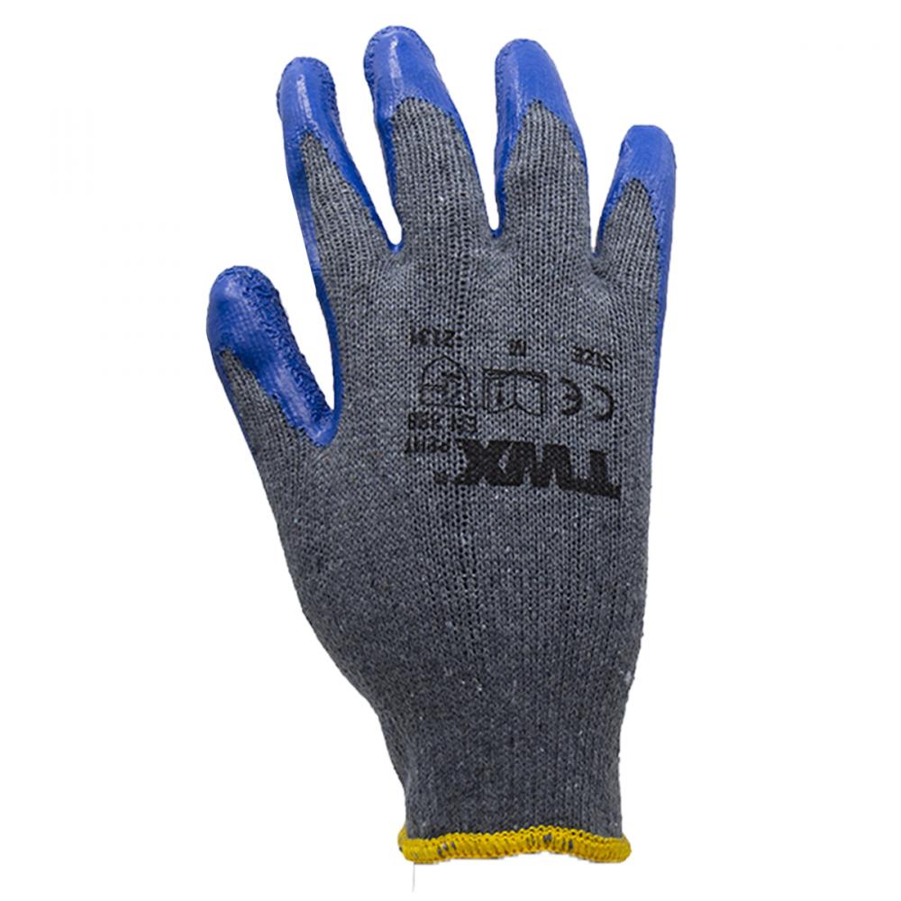 1dz. Knitted Cotton Gloves Gray With Crinkle Latex Palm Blue (M)