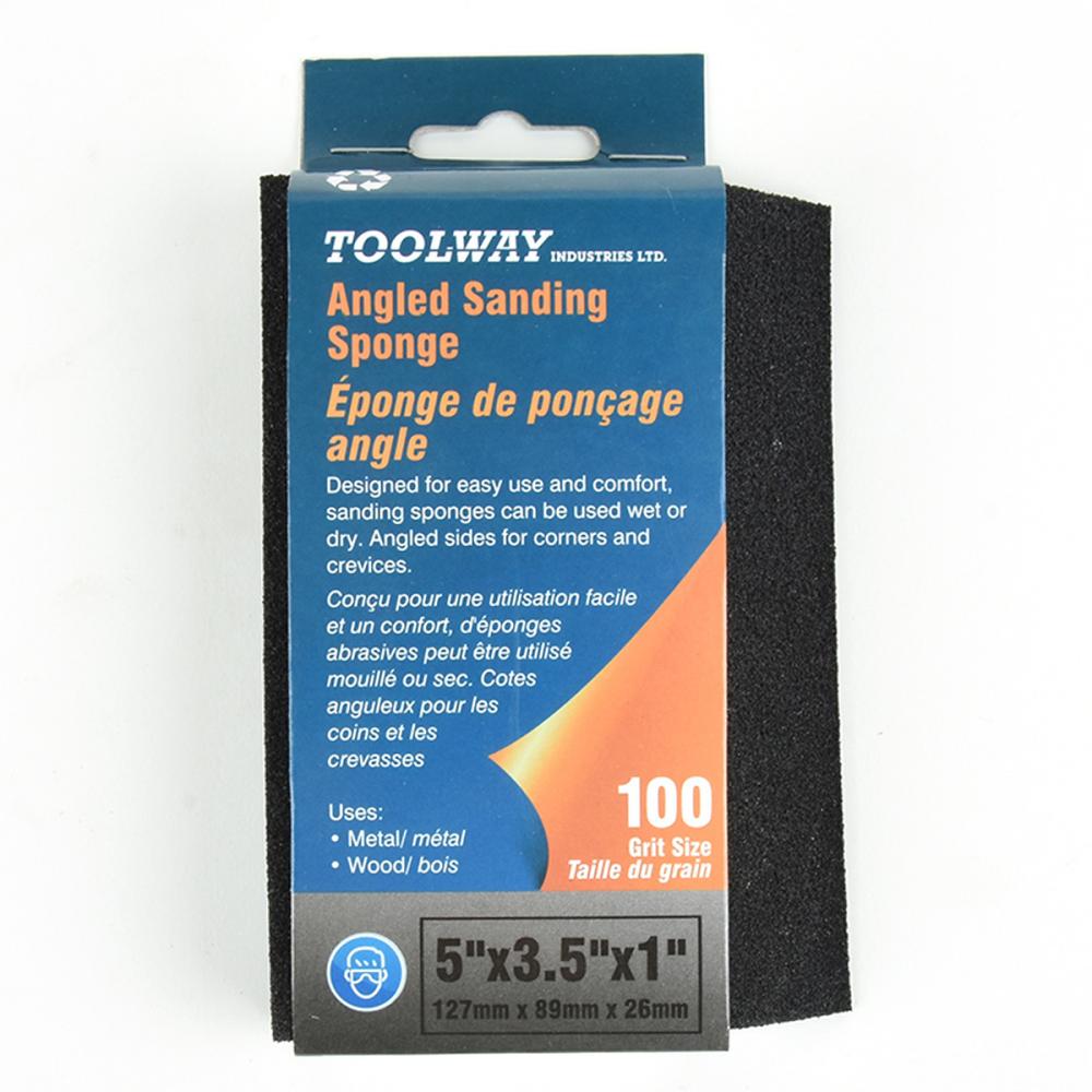 Angled Sanding Sponge 5inx3.5inx1in (100 Grain Size)
