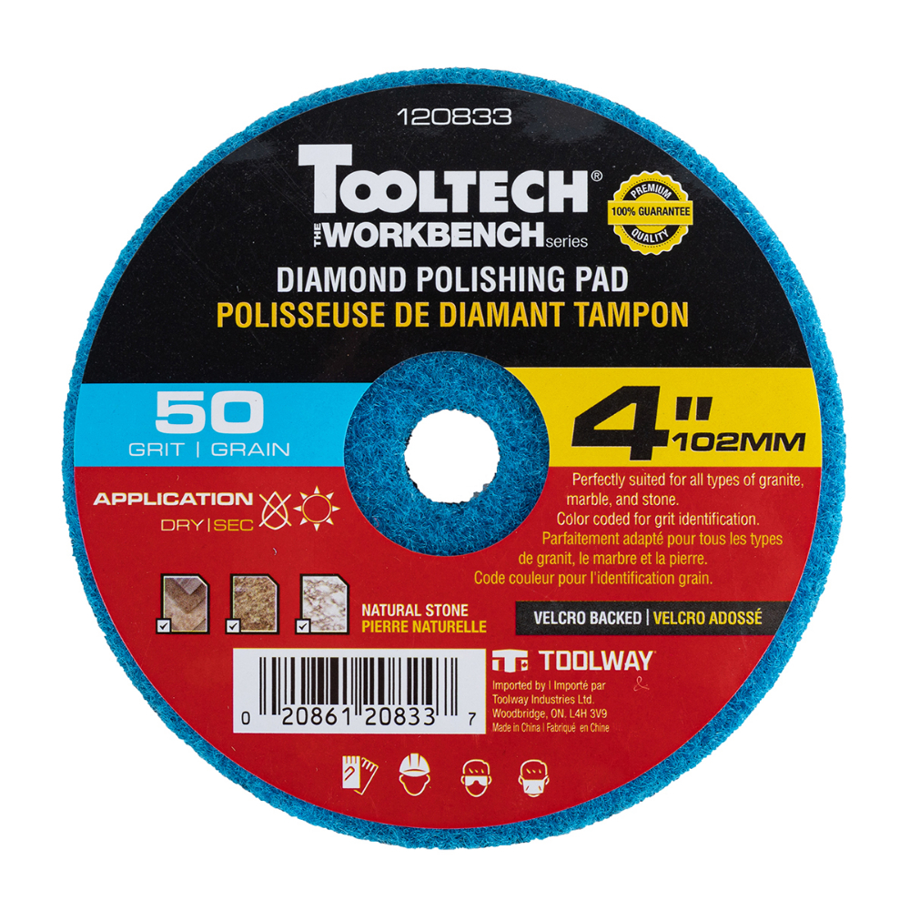 10Pc Diamond Dry Polishing Pad 4in 50grit