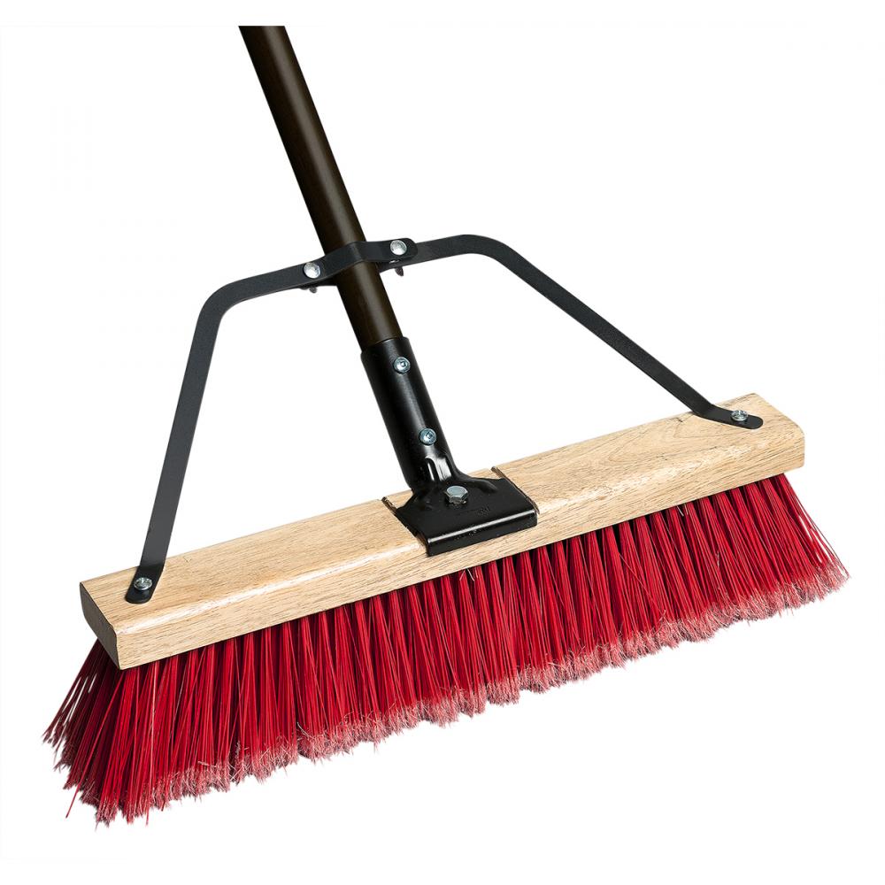 Ryno Push Broom 24in Braced Handle Med PVC Bristles