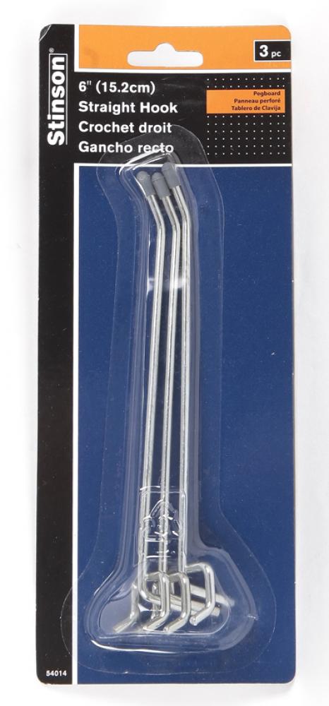 Double Prong Peg Hooks 6&#34; 3Pk