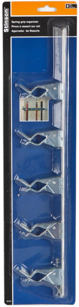 Wall Mount Storage Track With 5 Spring Grips 17in