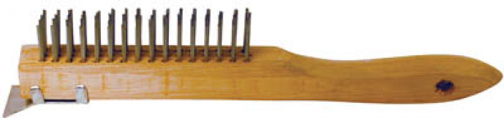 Wire Brush 4 row Steel with Scraper