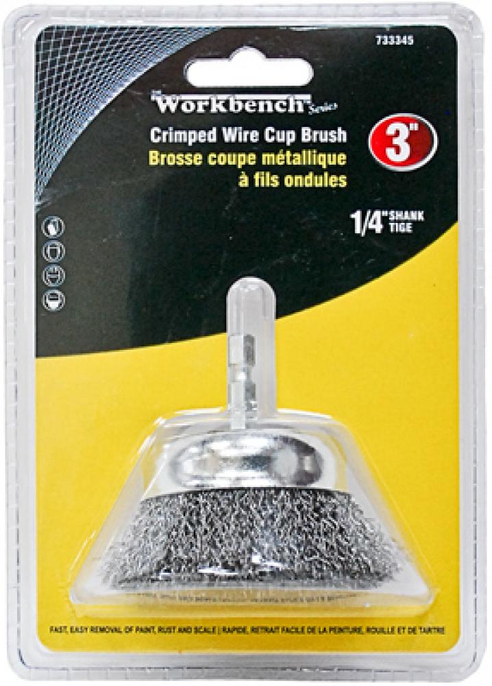 Crimped Wire Cup Brush 3in Shank 1/4in