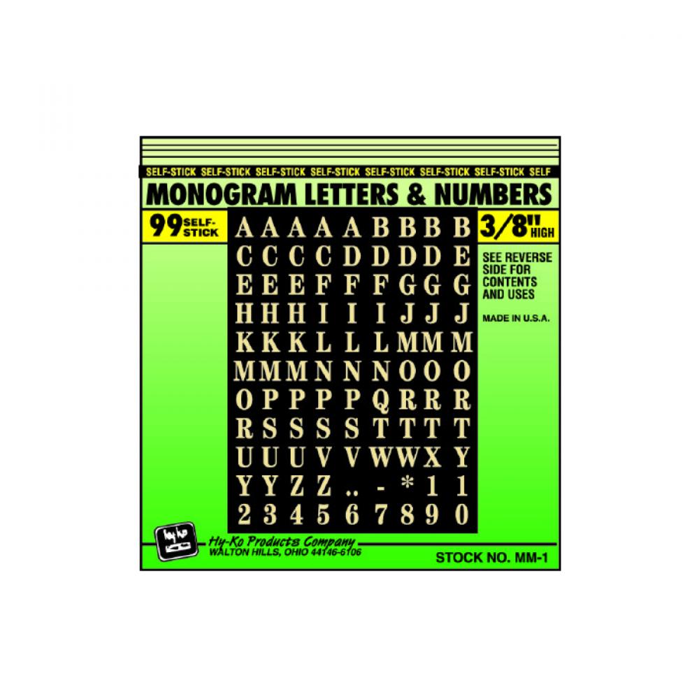 Number & Letter Stick On 1in