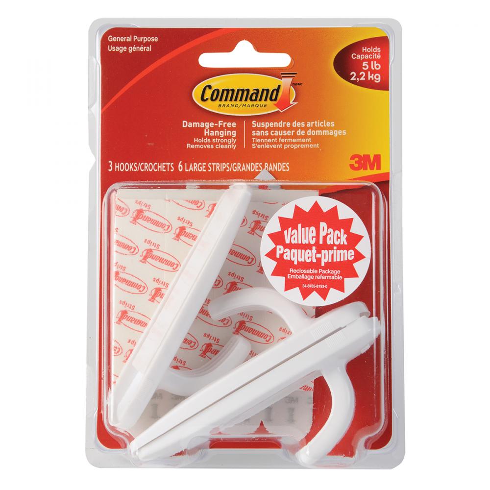 Command™ Utility Hook Large White 5Lb 3pk