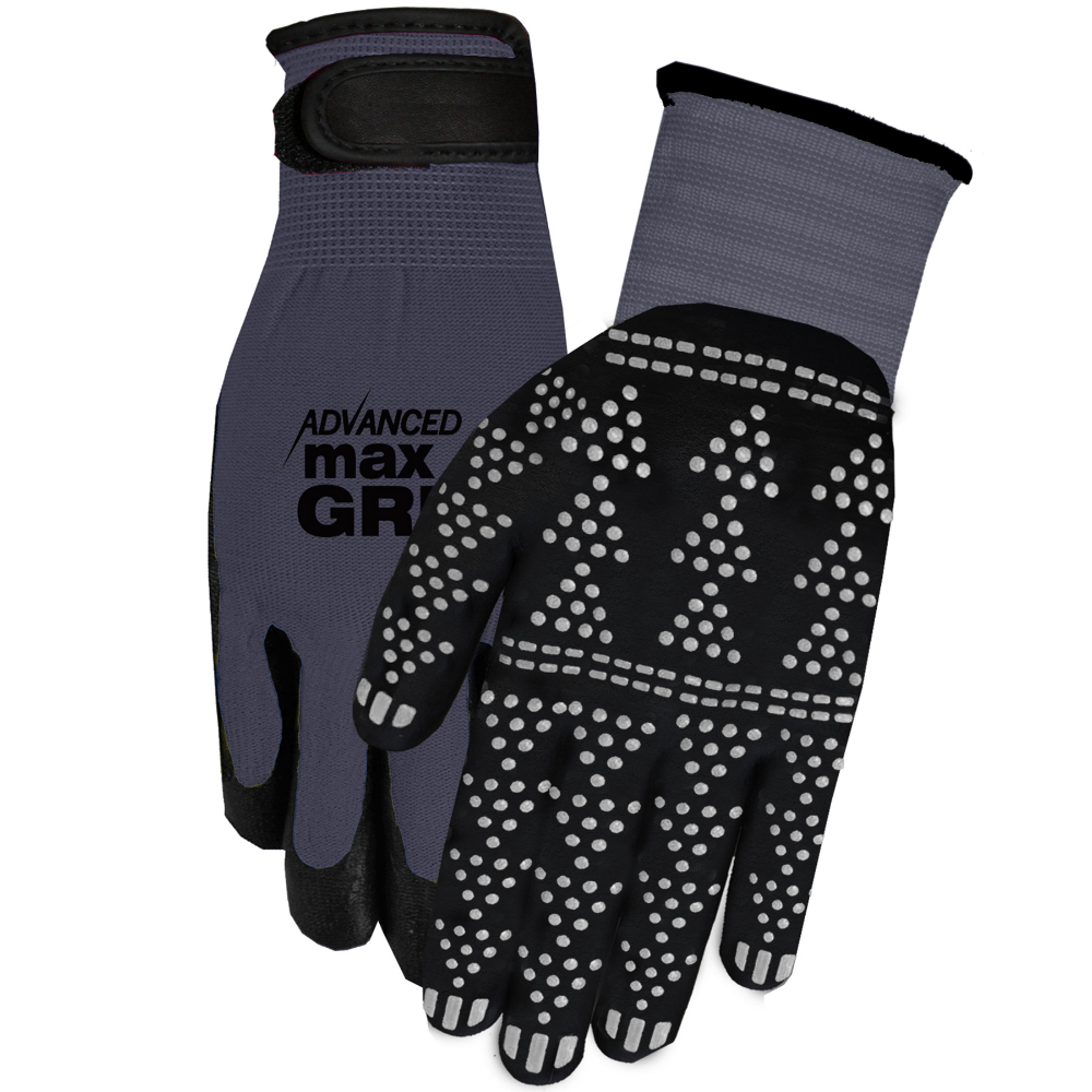 1Pair Gloves Work Advanced Max Grip Pro Grade Safety Size: L/XL Grey Back