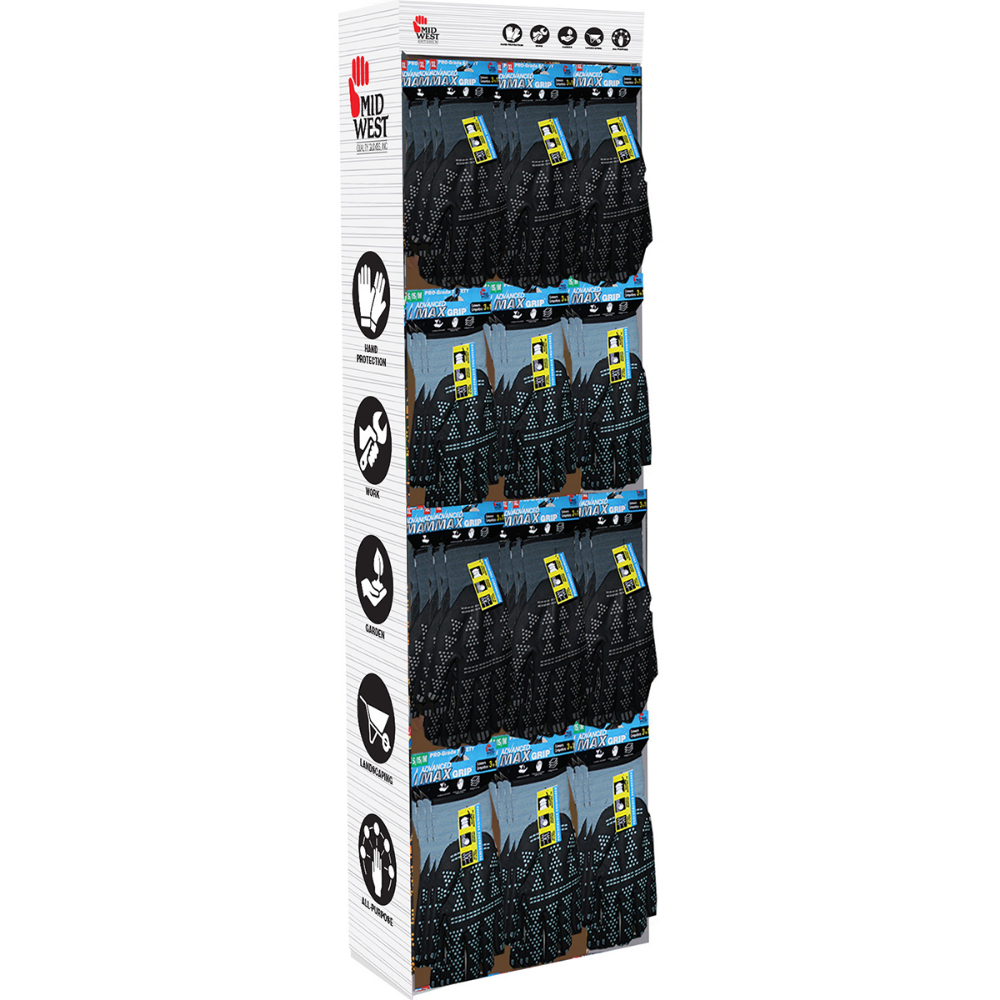 108Pair Display Gloves Work Advanced Max Grip Pro Grade Safety Sizes: S/M/L/XL