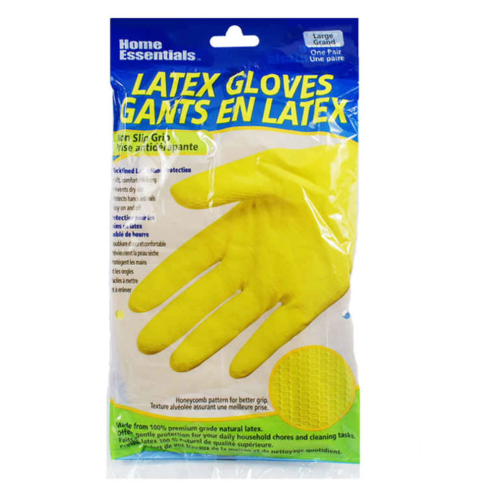 1PR Latex Household Cleaning Gloves Yellow Large