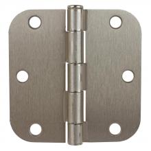 Toolway 100912 - 2PC Door Hinge 3 ½ in x 3 ½ in Round Corner 5/8in Satin Nickel Steel