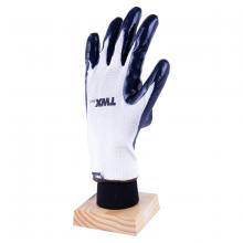 Toolway 105549 - 1dz. Knitted Nylon Gloves White With Nitrile Palm Dark Blue (OSFA)