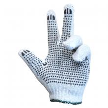 Toolway 105551 - 1dz. Knitted Poly/Cotton Gloves Unbleached With Black PVC Dots (L)