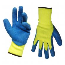 Toolway 105560 - 1dz. Knitted Acrylic Gloves Neon Green With Latex Palm Blue (OSFA)