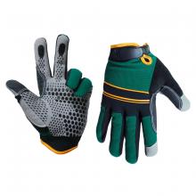 Toolway 105590 - 1 Pair Super Gripper Contractor Gloves Green/Black With Synthetic Leather Palm Gray(L)